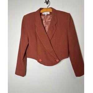 Paul et Duffier Vintage Cropped Blazer M Retro Double Breasted Wool Blend